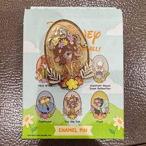 Disney Floral Yax the Yak Enamel Pin - Brown, Pink, Yellow, Gold